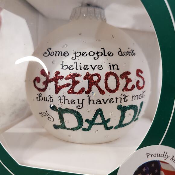 Swarovski Crystal Christmas Ornament Heart Gifts by Teresa Ornament Dad is Hero - Picture 6 of 11